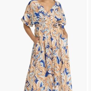 Floral 100% Cotton Maxi Dress with Pockets